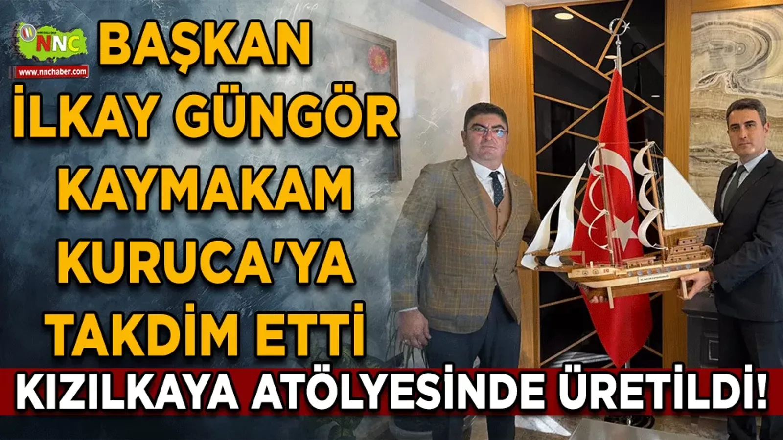 Kızılkaya atölyesinde üretildi! Başkan Güngör Kaymakam Kuruca'ya takdim etti
